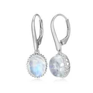 Sterling Silver Blue Rainbow Moonstone Drop Earrings