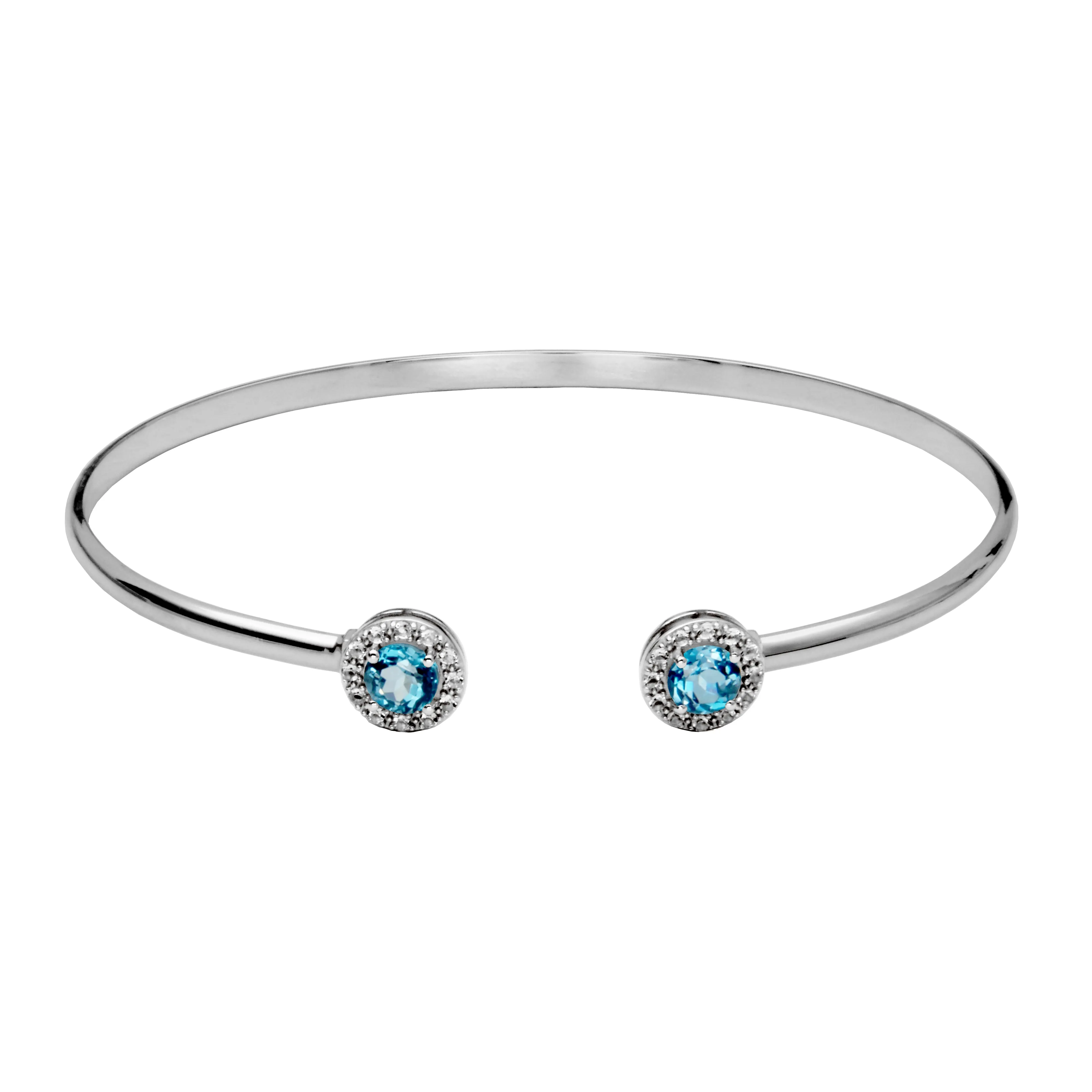 Sterling Silver Blue Topaz and White Topaz Cuff Bracelet