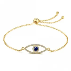 Sterling Silver Gold Plated Sparkling Zirconia Evil Eye Bracelet ERLB050