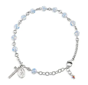 Sterling Silver Rosary Bracelet Created with 6mm Opal Finest Austrian Crystal Round Beads by HMH - B8550OP