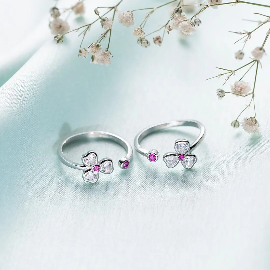 Tiny Flora Adjustable 925 Silver Toe Ring