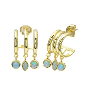 Triple Hugger Opal Earrings