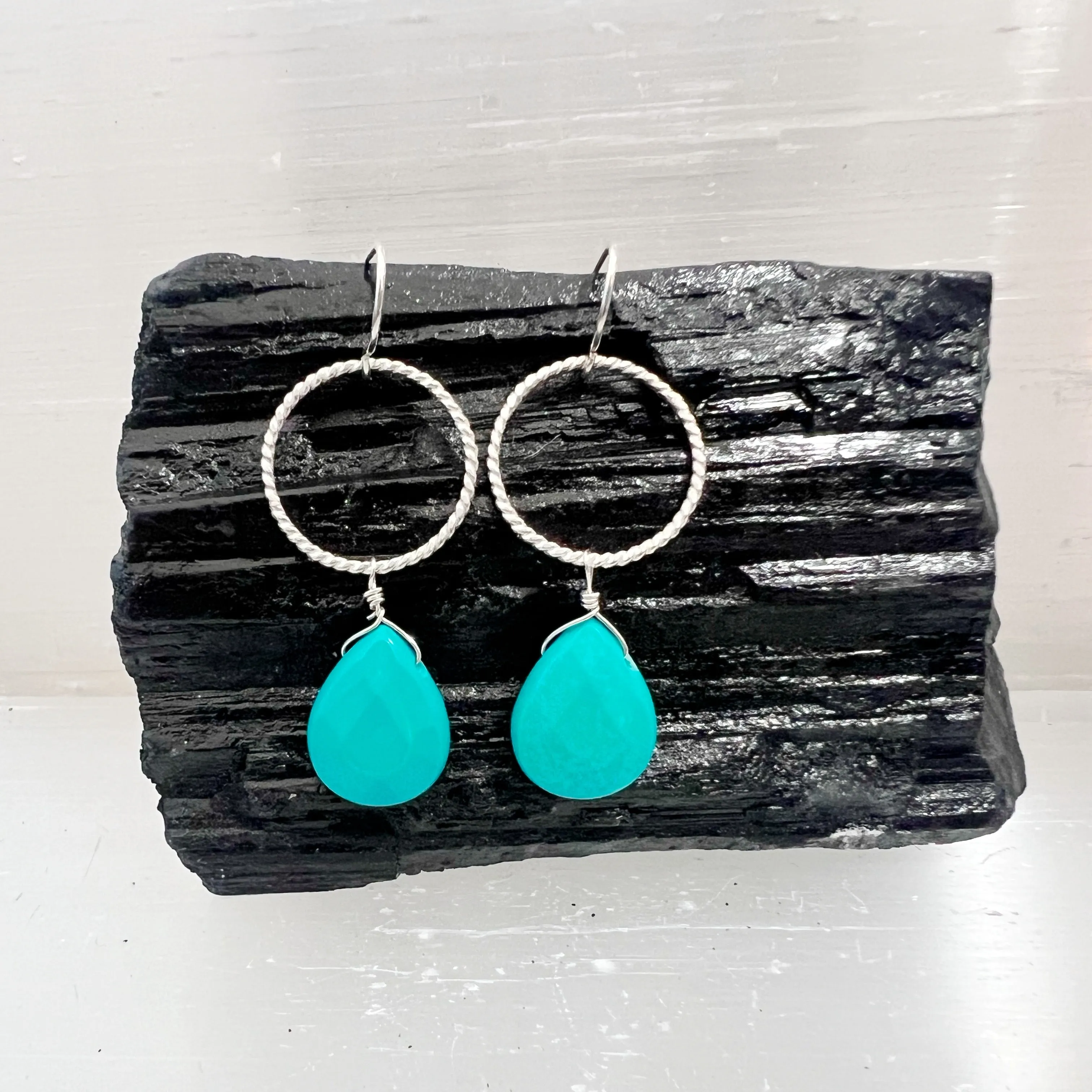 Turquoise and Sterling Silver Gemstone Drop Earrings