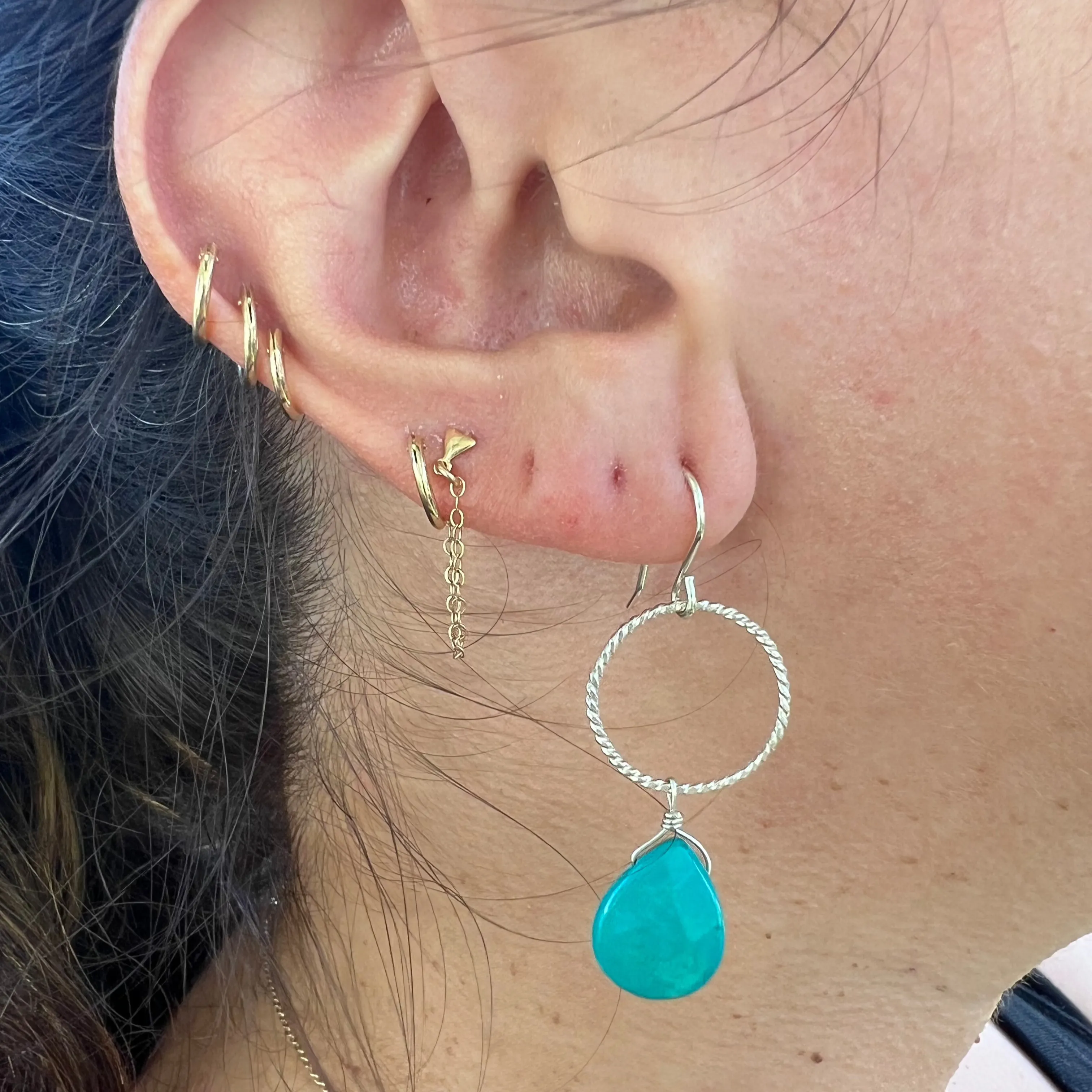 Turquoise and Sterling Silver Gemstone Drop Earrings