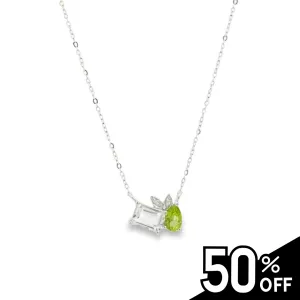 Two-Stone Peridot and White Topaz Diamond Necklace