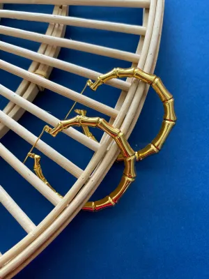 Victoria Gold Bamboo Hoop Earrings