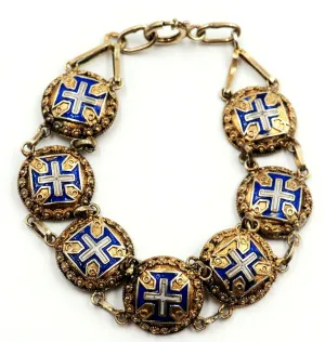 Vintage Enamel & Gold Plated Bracelet Length: 17cm Fashion Jewellery