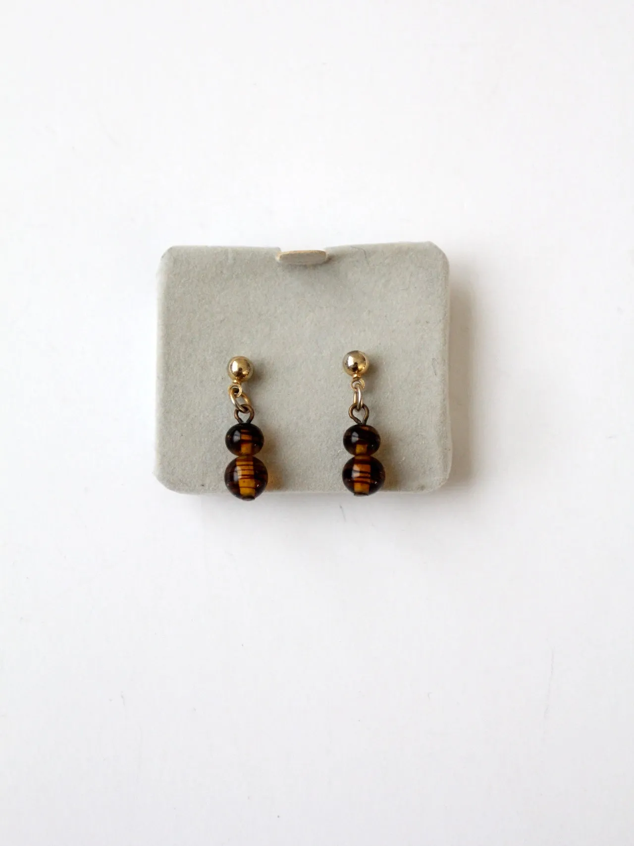 vintage topaz art glass drop earrings