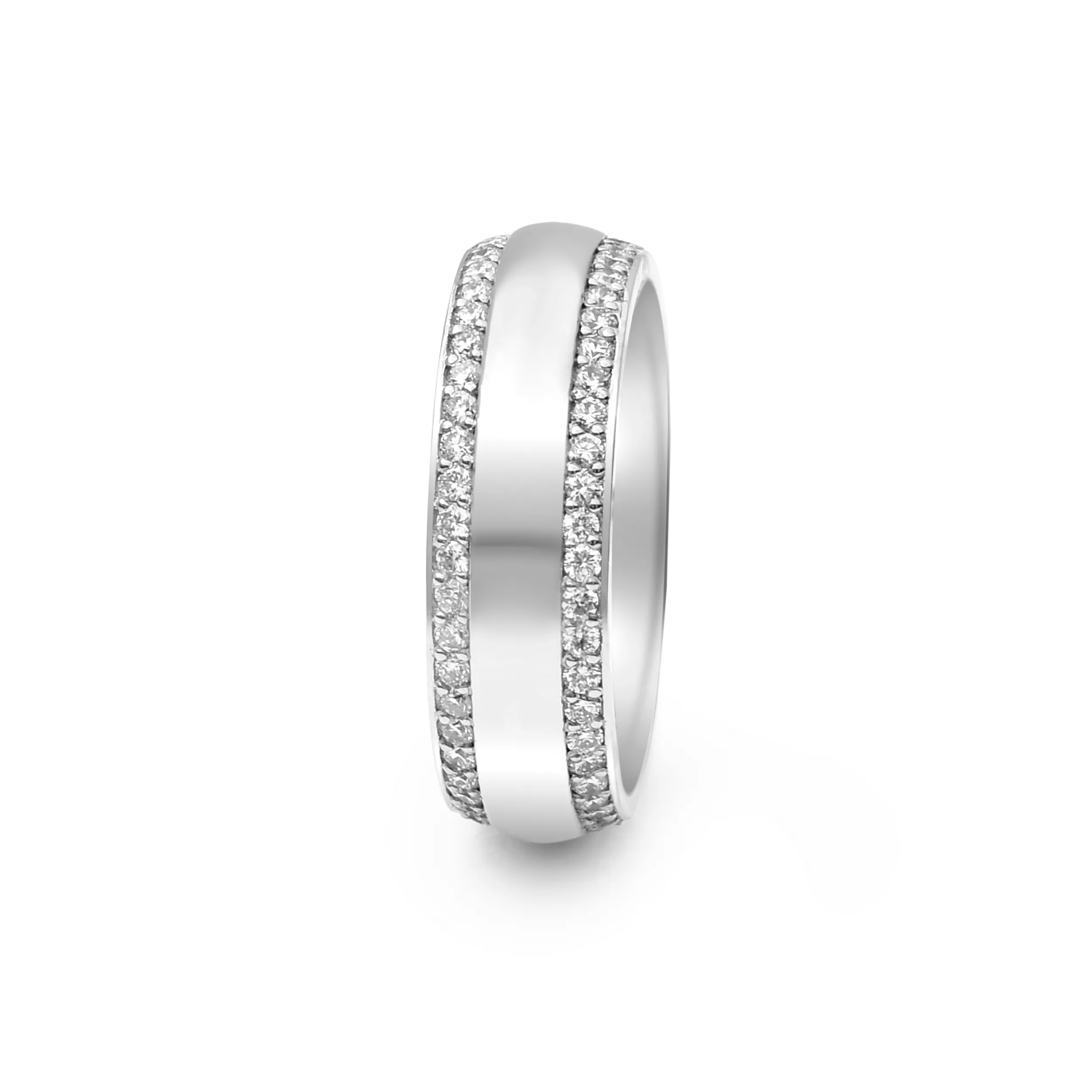 Wedding Band - Princess Cut And Round Diamond Band In Platinum