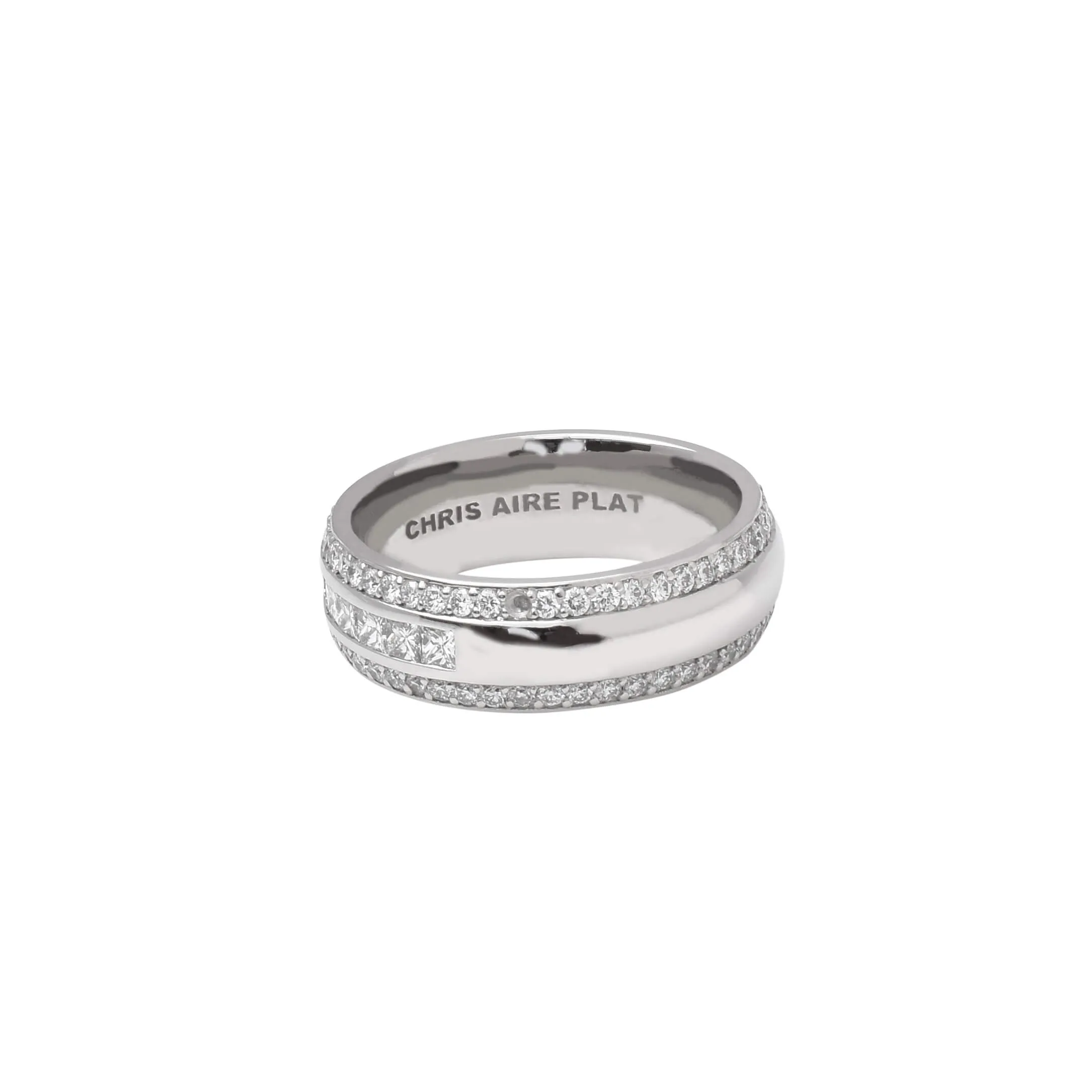 Wedding Band - Princess Cut And Round Diamond Band In Platinum