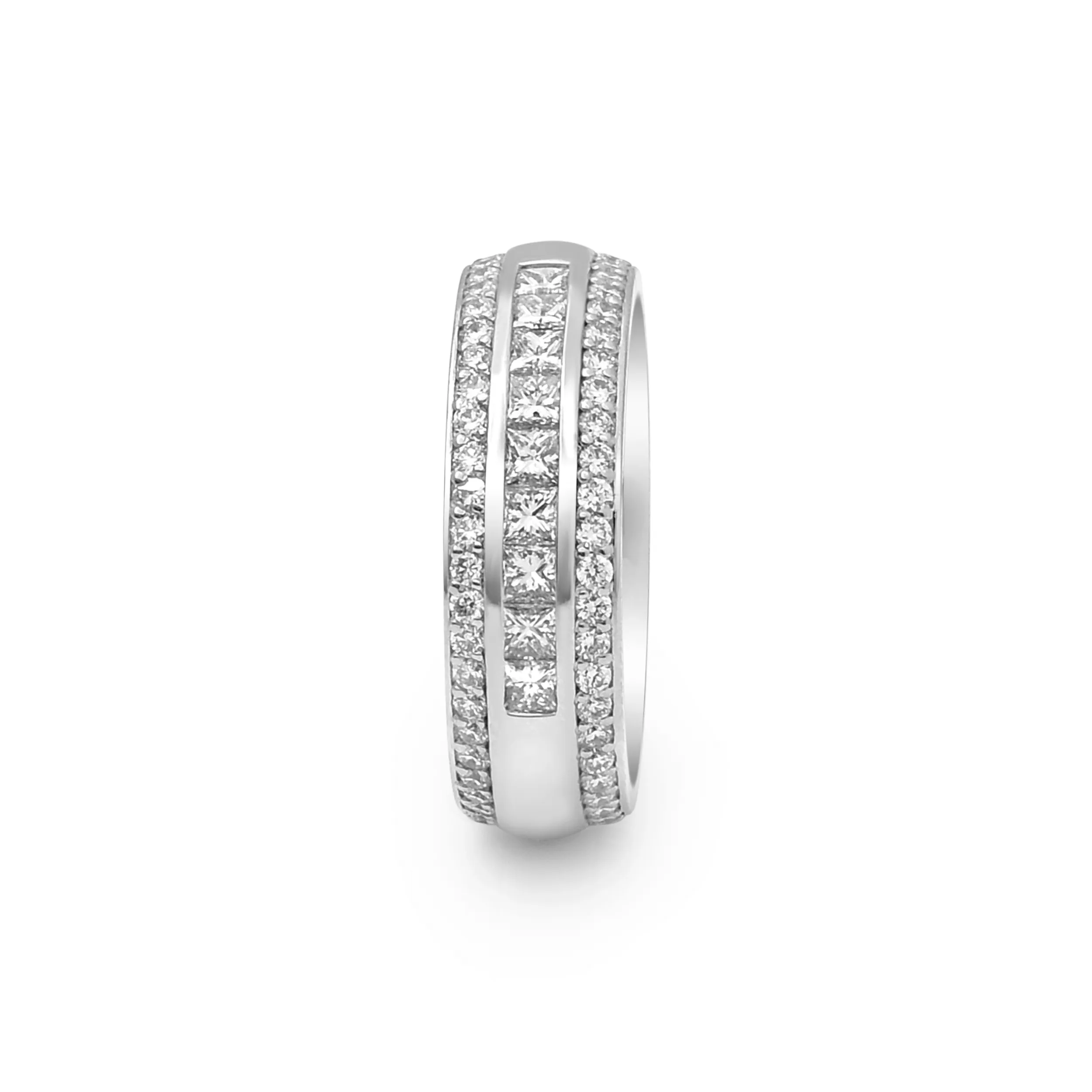 Wedding Band - Princess Cut And Round Diamond Band In Platinum