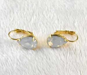 White Opal Pear Earrings