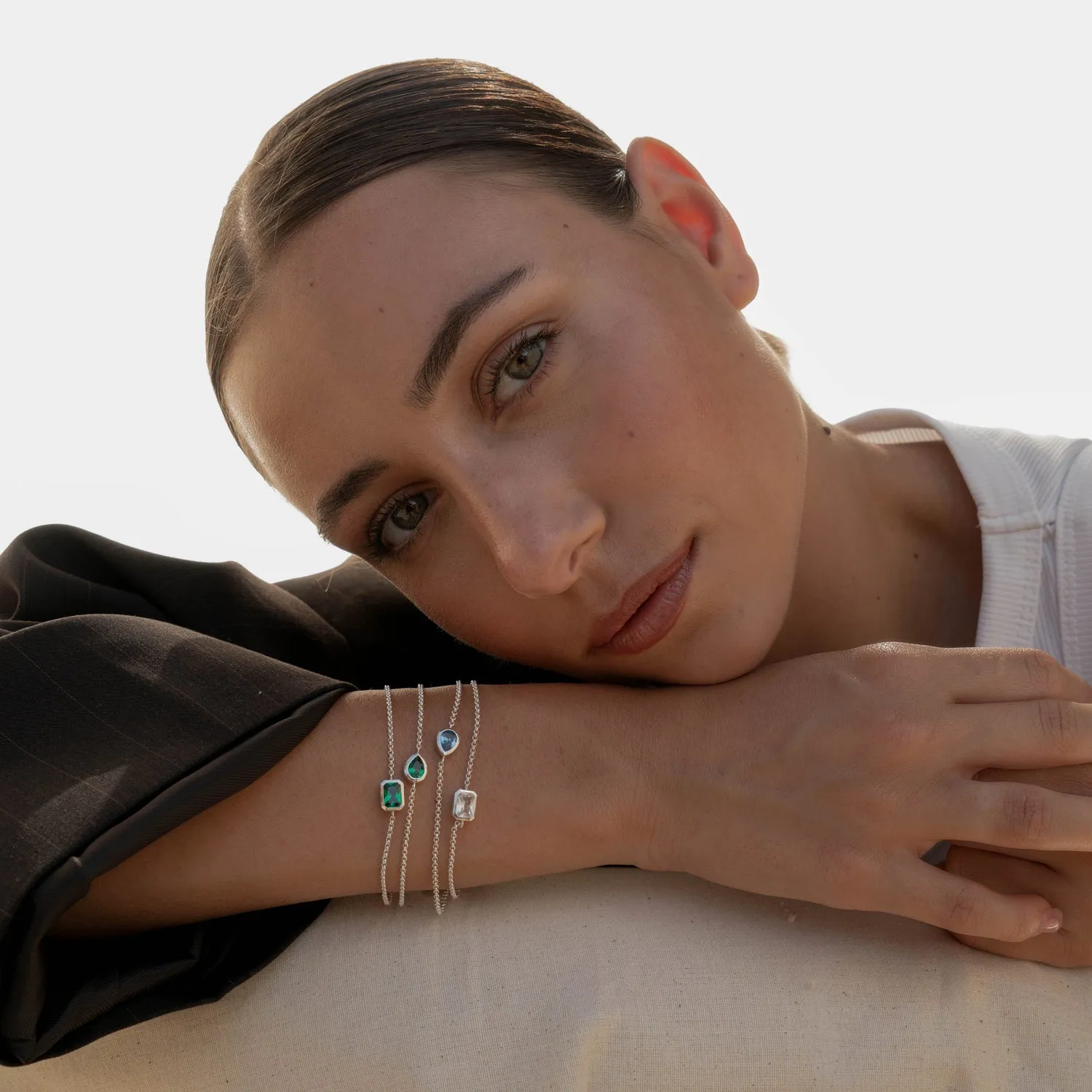 White Topaz Octagon Chain Bracelet