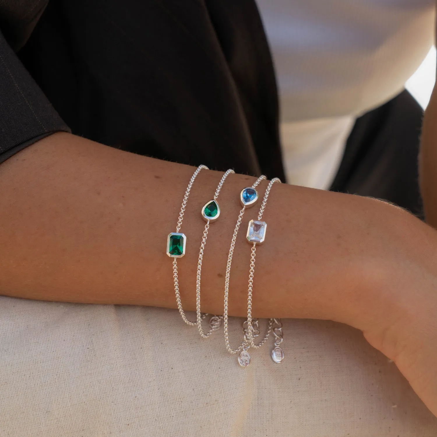 White Topaz Octagon Chain Bracelet