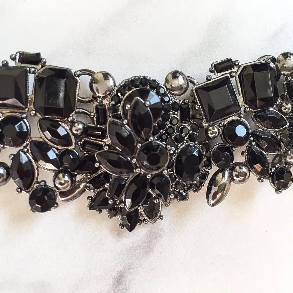 ZIA Black Embellished Choker Necklace